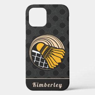 Modern Badminton Theme Player Coach Name Dotted   iPhone 12 Case