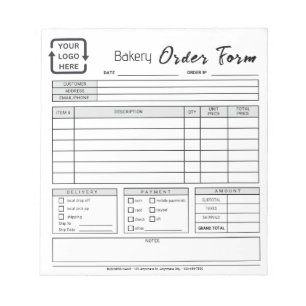 Modern Bakery Cafe Grey Order Form Notepad