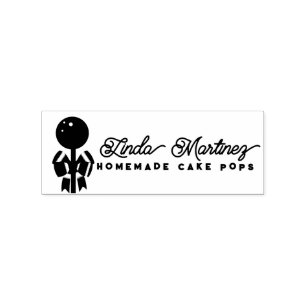 Modern Bakery Cake Pop Baker Homemade Script  Logo Rubber Stamp