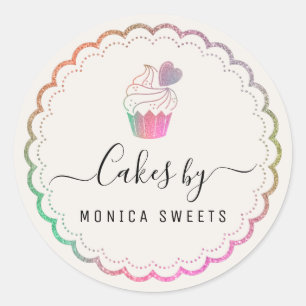 Modern bakery cakery business classic round sticker