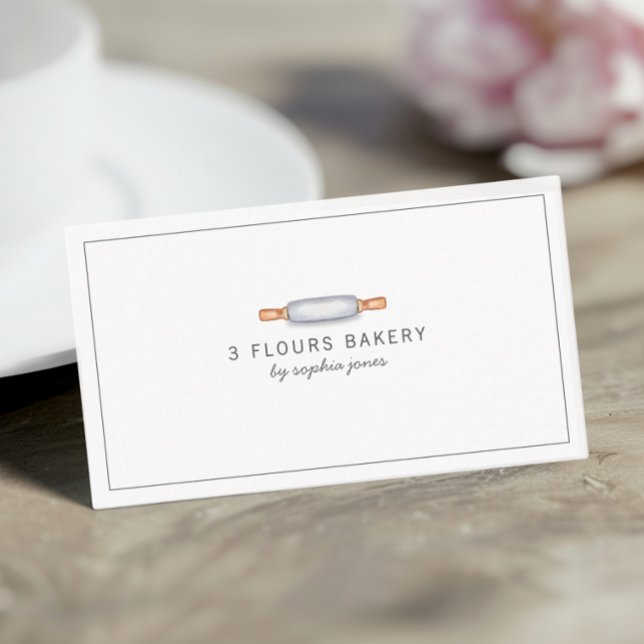 Modern Bakery Chef Caterer Watercolor Rolling Pin  Business Card (Creator Uploaded)