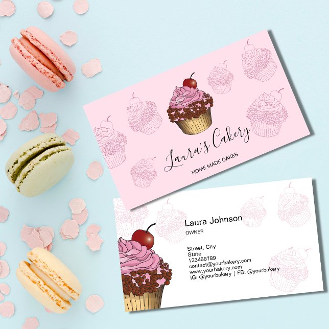 Modern Bakery Cupcake Chef Catering Sweets Pastry  Business Card (Creator Uploaded)