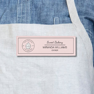 Modern Bakery Custom Logo Pink Name Tag