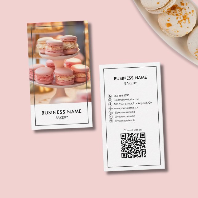 Modern Bakery Custom Photo QR Code Business Card (Modern Bakery Custom Photo QR Code Business Card)