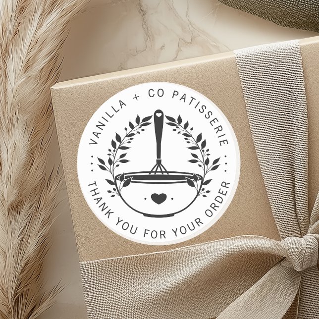 Modern Bakery Pastry Business Customer Thank You Classic Round Sticker (Creator Uploaded)