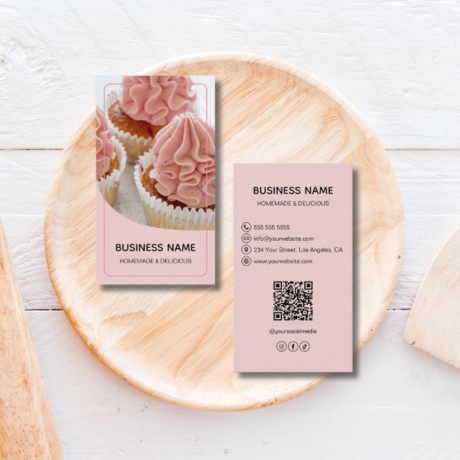 Modern Bakery Pastry Chef Photo Logo QR Business Card (Modern Bakery Pastry Chef Photo Logo QR Business Card)