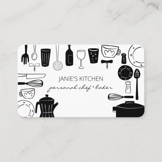 Modern Baking & Cooking Utensils Business Card (Front)