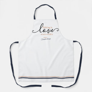 Modern Baking is Love Script on White Classy Apron