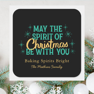 Modern Baking Spirits Bright Colourful Christmas Square Sticker