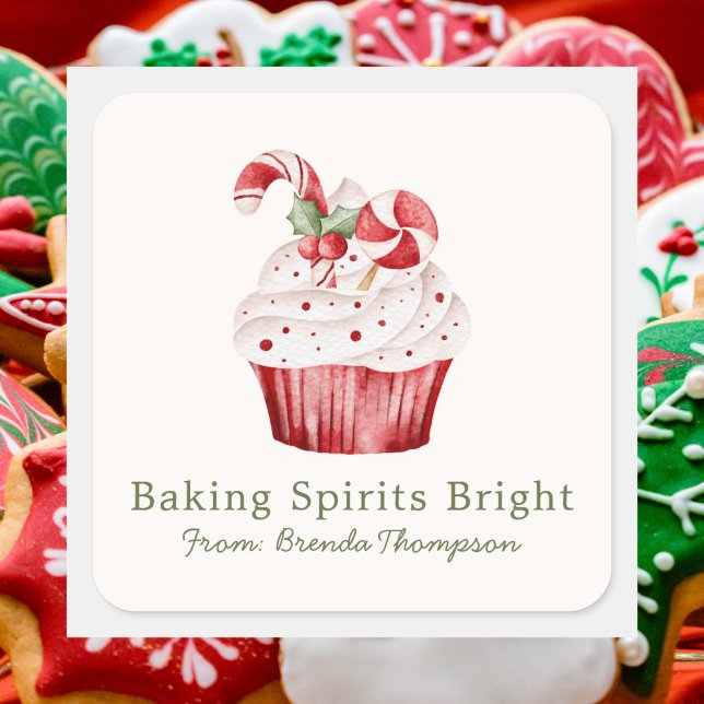Modern Baking Spirits Bright Cute Cupcake Food Square Sticker (Creator Uploaded)
