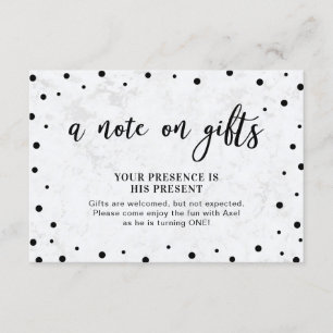 Modern Balck Confetti & Marble Insert Card
