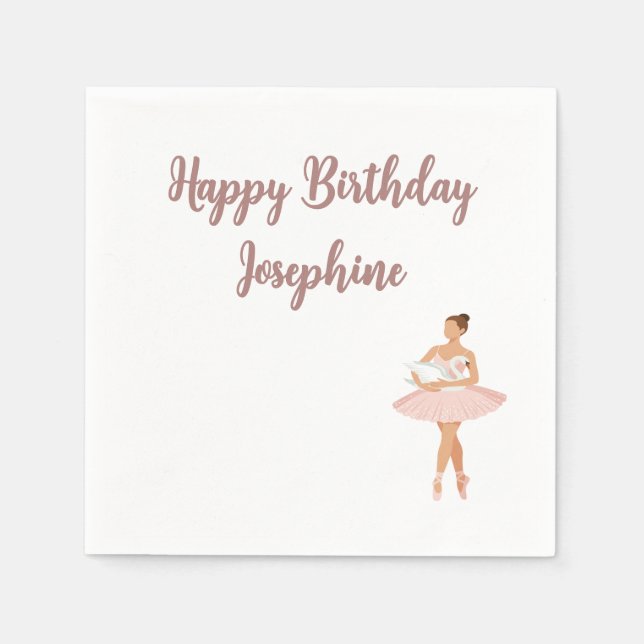 Modern Ballerina Birthday Theme Napkins (Front)