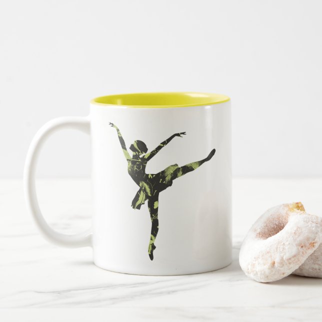 Modern ballet dancer modern dance Two-Tone coffee mug (With Donut)