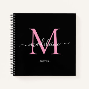 Modern Ballet Slipper Pink Monogram Script Name   Notebook