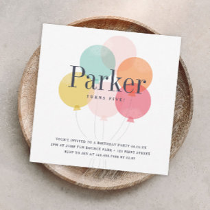 Modern ballon bunch birthday party invitation