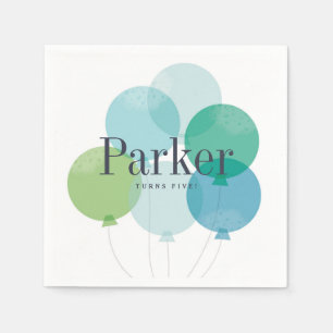 Modern ballon bunch birthday party napkins