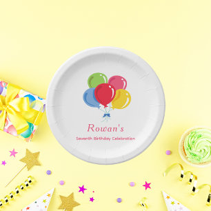 Modern Balloon Boquet Girl Birthday Paper Plate