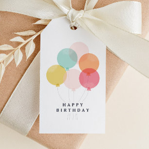 Modern Balloon Bunch Happy Birthday Gift Tags