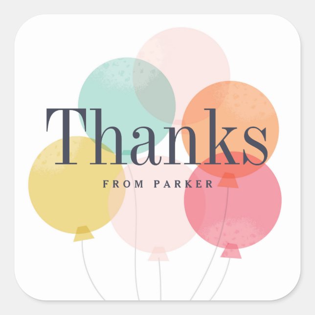 Modern balloon bunch thank you sticker (Front)