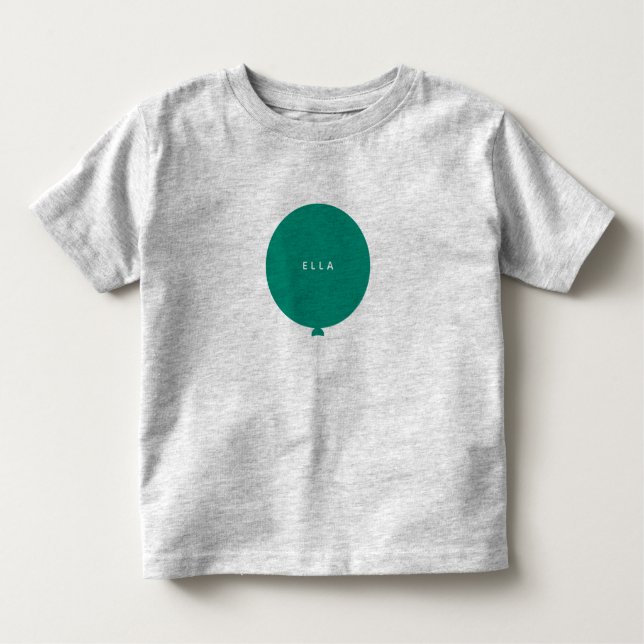 Modern Balloon | Green Scandinavian Unisex Name Toddler T-Shirt (Front)