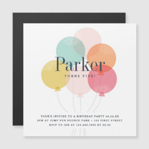 Modern balloon kids birthday party invitation