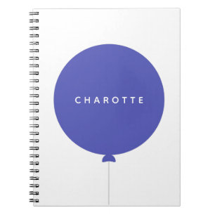 Modern Balloon Royal Blue Fun Stylish Trend Name Notebook