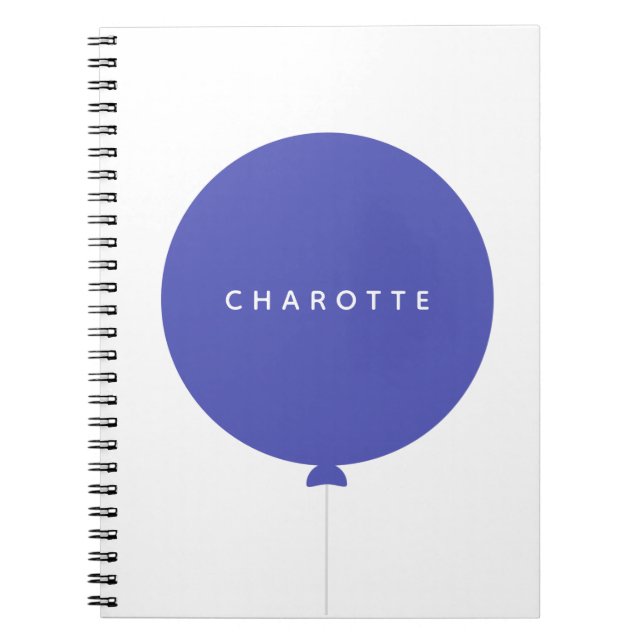 Modern Balloon | Royal Blue Fun Stylish Trend Name Notebook (Front)