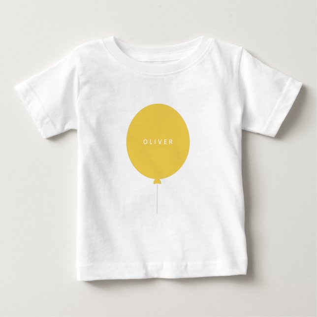 Modern Balloon | Sunshine Yellow Happy Cute Name Baby T-Shirt (Front)