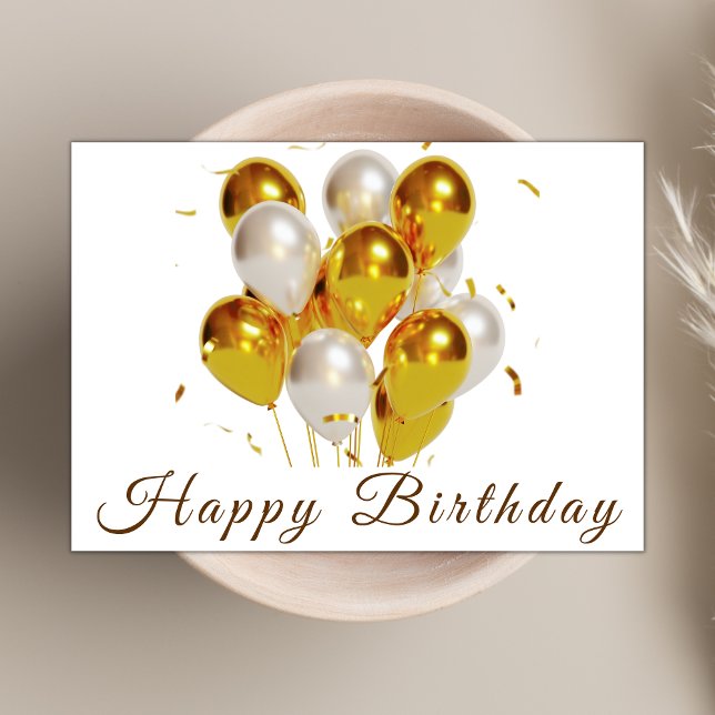 Modern Balloons Elegant Script Happy Birthday Card (Creator Uploaded)
