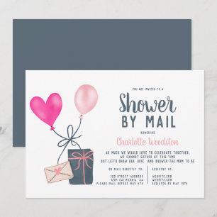 modern balloons illustration baby shower by mail invitation