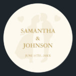 Modern Ballroom Vintage Ivory Wedding Classic Round Sticker<br><div class="desc">Complete your wedding stationery with this Modern Ballroom Vintage Ivory Wedding Classic Round Sticker. Featuring a clean modern style with a timeless vintage ivory color palette, it’s perfect for elegant ballroom weddings and sophisticated celebrations. Use it to seal invitation envelopes, decorate wedding favors, or add a polished finishing touch to...</div>