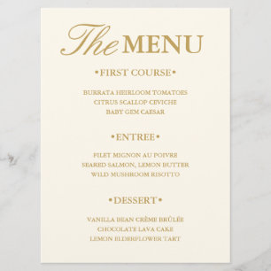 Modern Ballroom Vintage Ivory Wedding Menu Card