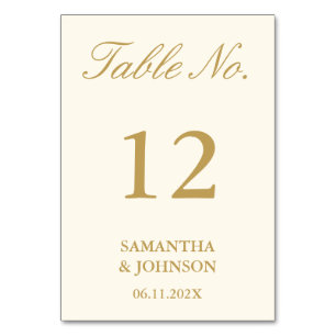 Modern Ballroom Vintage Ivory Wedding Table Number