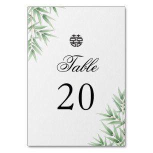 Modern Bamboo Chinese Wedding Table Number Card