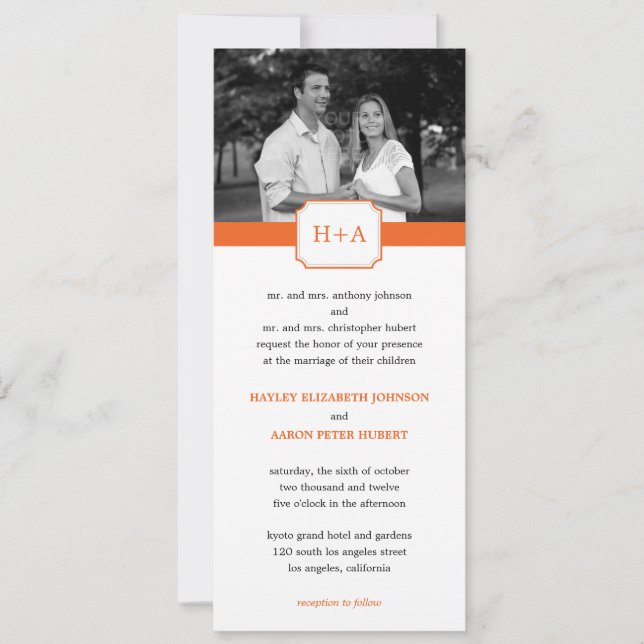 Modern Band Wedding Invitation (Orange) (Front)