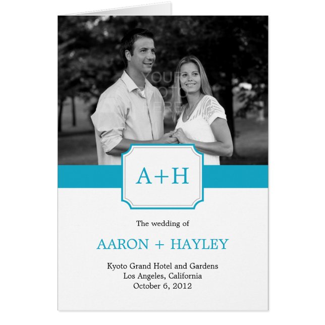 Modern Band Wedding Program Card (Turquoise) (Front)