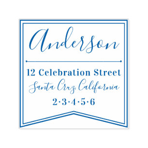 Modern Banner Custom Family Name Return Address Self-inking Stamp