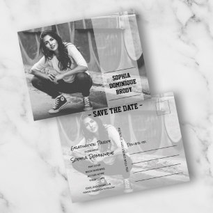 Modern Banner Graduation Photo Save the Date Postcard