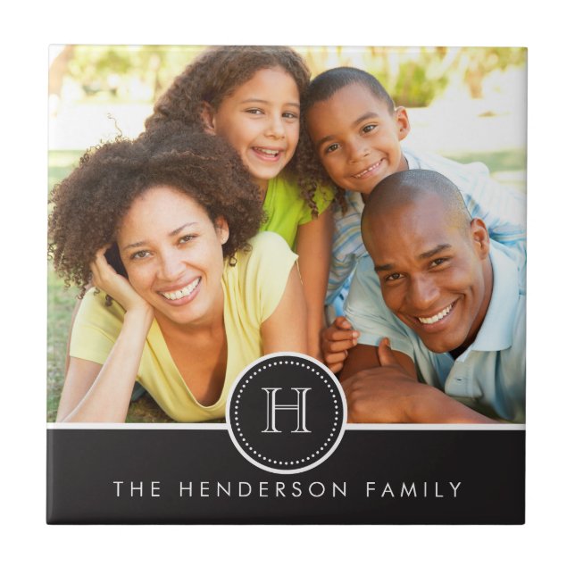 Modern Banner with Monogram Family Photo Tile (Front)