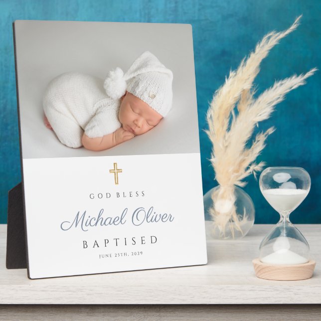 Modern Baptised Photo Keepsake Plaque (Side)