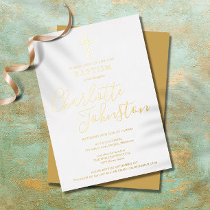 Modern Baptism Christening Elegant Signature Gold