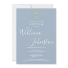 Modern Baptism Christening Gold Cross Dusty Blue