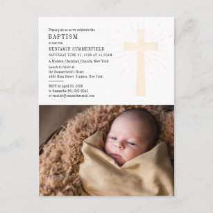 Modern Baptism Church Event With Baby Photo Invitation Postcard