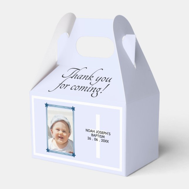 Modern BAPTISM DAY Event Party Blue Favour Box (Front Side)