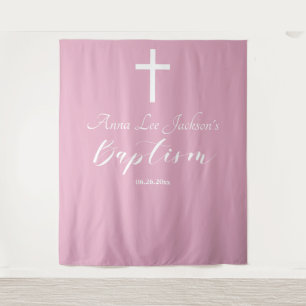 Modern Baptism Dusty Pink Welcome Backdrop Tapestry