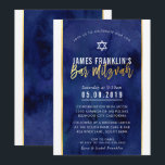 MODERN BAR MITZVAH blue watercolor gold writing Invitation<br><div class="desc">by kat massard >>> kat@simplysweetPAPERIE.com <<< A trendy invitation design for your child's BAR MITZVAH Setup as a template it is simple for you to add your own details, or hit the customise button and you can add or change text, fonts, sizes etc TIP :: 1. To change/move graphics /...</div>