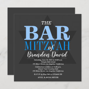 Modern Bar Mitzvah Invitation Custom Announcements