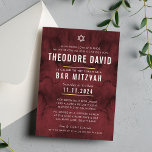 MODERN BAR MITZVAH maroon red pattern simple Invitation<br><div class="desc">by kat massard >>> kat@simplysweetPAPERIE.com <<< A trendy invitation design for your child's BAR MITZVAH Setup as a template it is simple for you to add your own details, or hit the customise button and you can add or change text, fonts, sizes etc TIP :: 1. To change/move graphics /...</div>