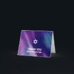 Modern Bar Mitzvah Purple Blue Thank You Card<br><div class="desc">Beautiful religious Jewish Bar Mitzvah thank you cards. Modern yet elegant watercolor design in navy blue, purple colours. White Star of David in middle Modern script letters. 'Is called to the TORAH as a Bar Mitzvah'. Prefect for 13 year old son, boy. Easy to edit - just add your information...</div>