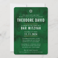 MODERN BAR MITZVAH rich green pattern simple